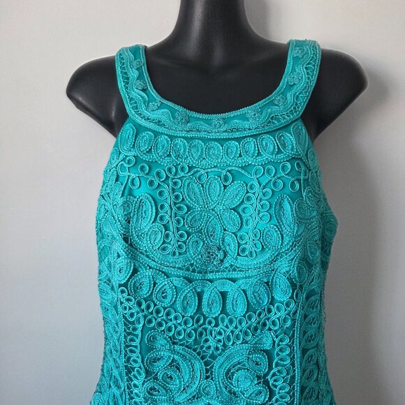 Sue Wong Nocturne Lace Overlay Turquoise Dress - Picture 2 of 5